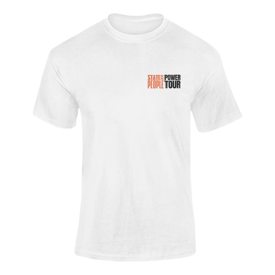 White unisex short-sleeve t-shirt featuring the 
